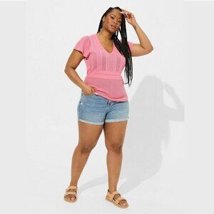Torrid - Everyday Soft Pullover Pointelle Sweater in Chateau Rose Pink​​​​​